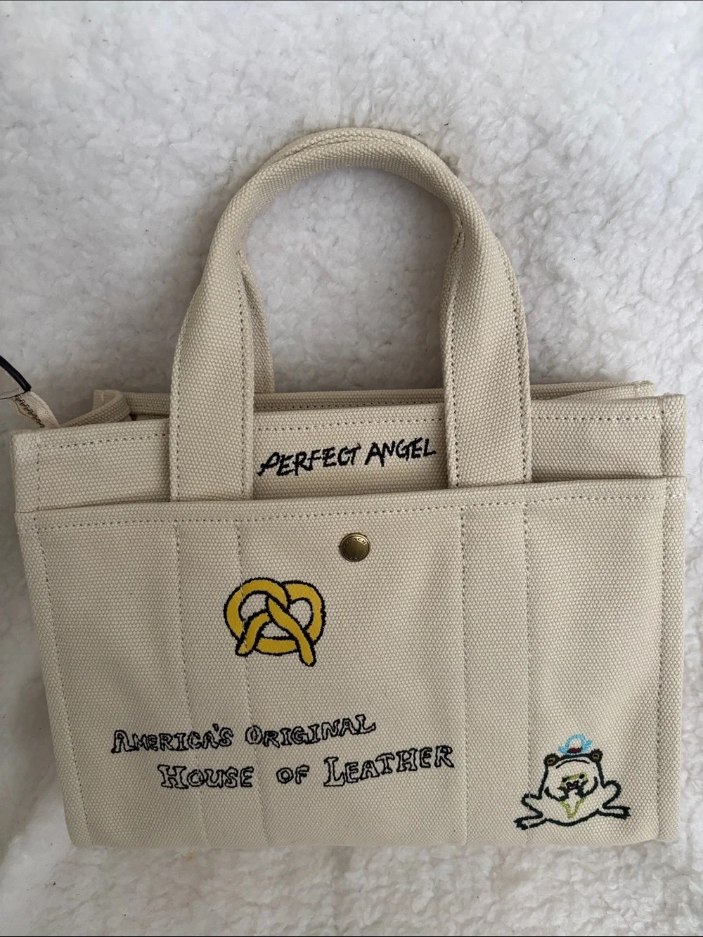 Coach New York Beige Canvas Patch Satchel with Colorful Embroidered Motifs